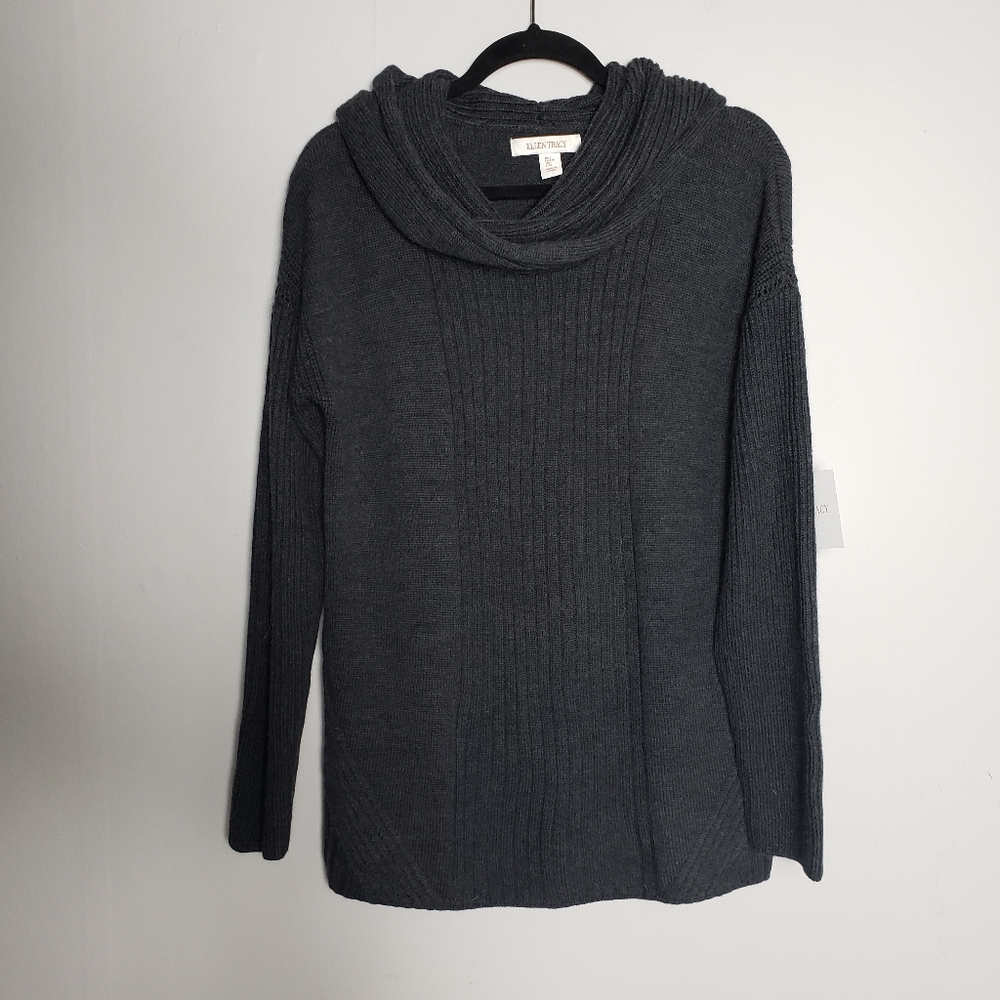 NWT Oversize Cowl Neck Gray Knit Sweater Ribbing